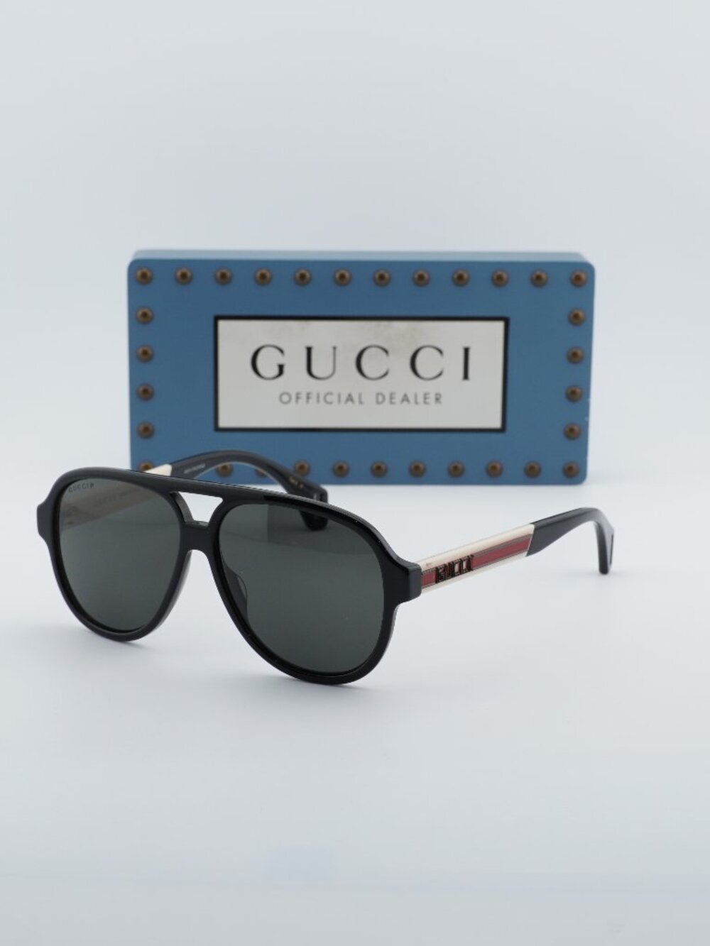 Gucci GG0463S 002 Aviator Sunglasses - Black\Grey - Picture 1 of 11